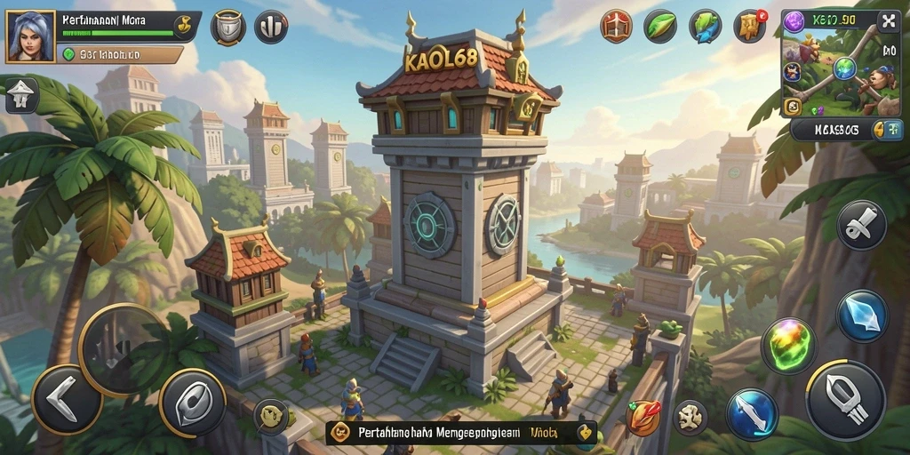 Tangkapan layar gameplay KAOL68 yang menampilkan aksi Tower Defense yang intens.