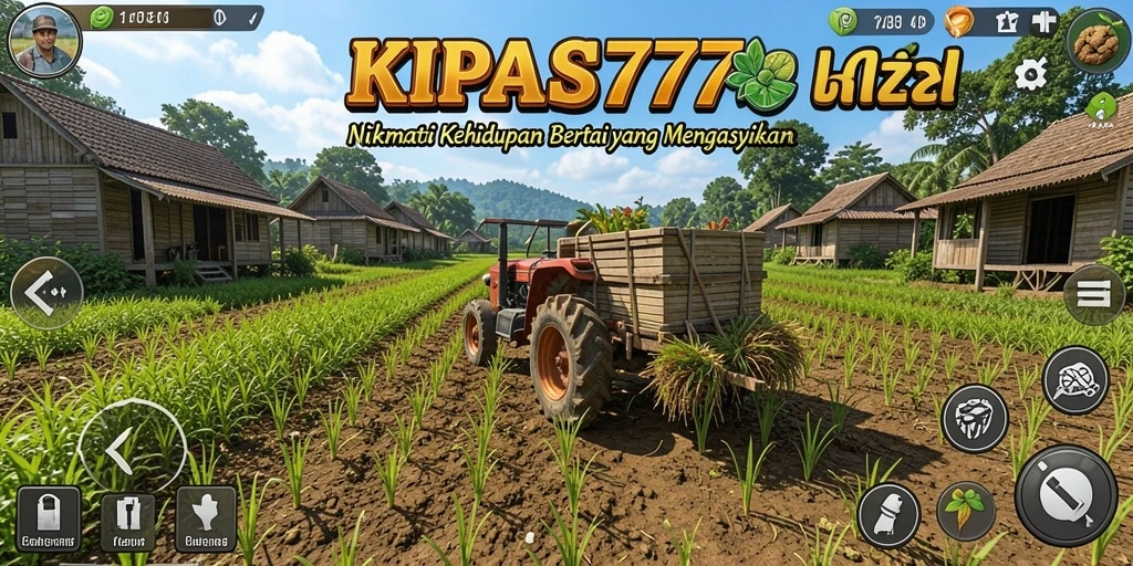 Tangkapan layar gameplay KIPAS777 menunjukkan ladang yang subur dan aktif.