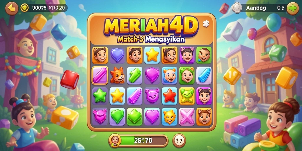 Tangkapan layar menampilkan serunya gameplay Match-3 di MERIAH4D.
