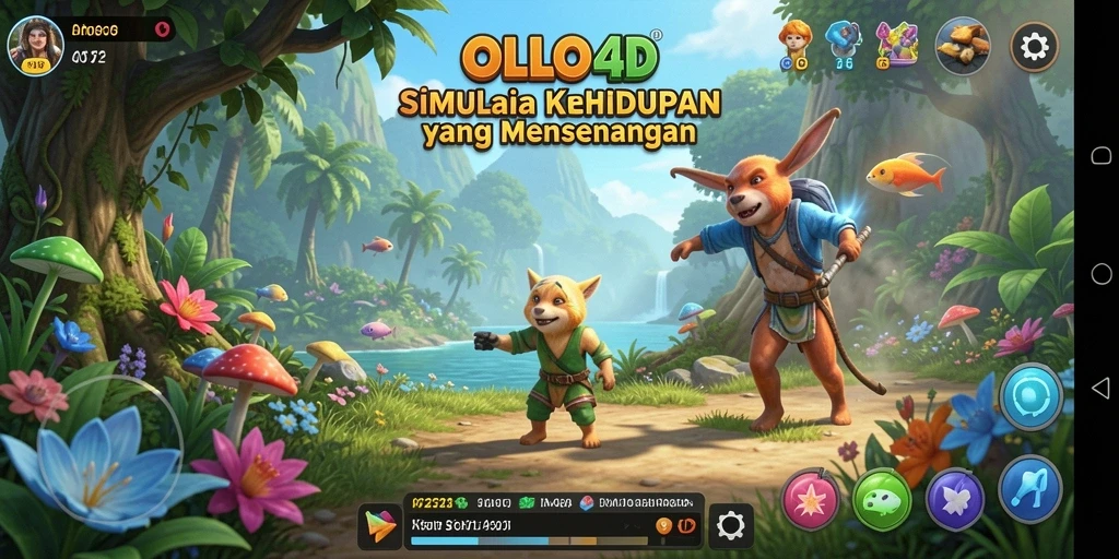 Screenshot utama OLLO4D dengan tampilan gameplay simulasi yang menarik.