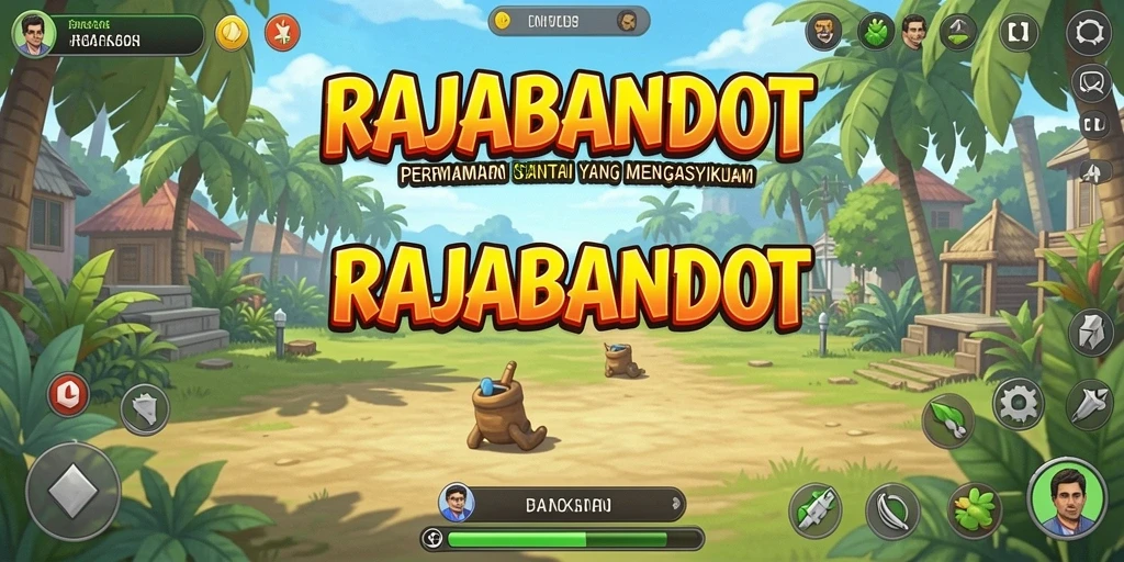 Tampilan gameplay seru dalam RAJABANDOT dengan karakter yang lucu.